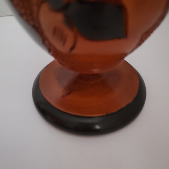 Hand Carved Wood Vase Tribal Native Folk Art Floral Design 9" Tall - Picture 4 of 8